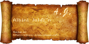 Albini Jolán névjegykártya